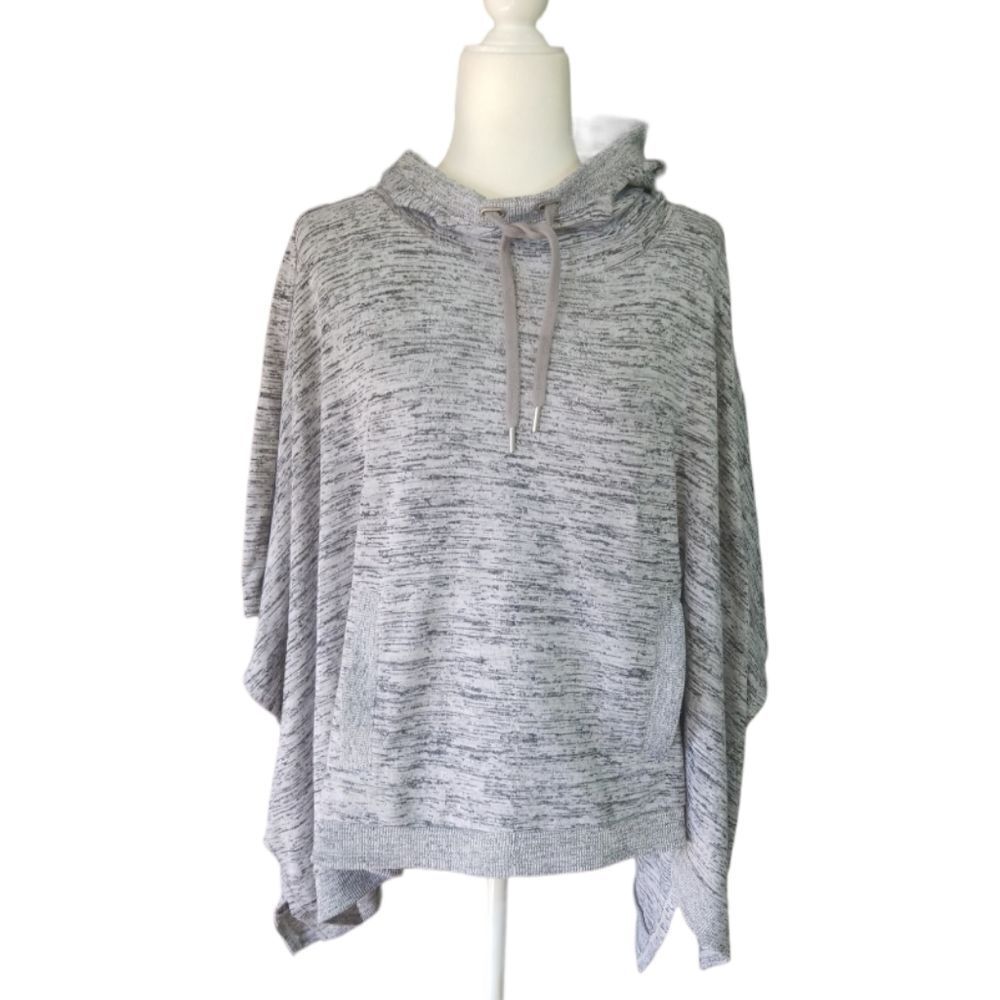 Athleta Marled Gray Hoodie Blissful Poncho Size Small - Picture 2 of 9